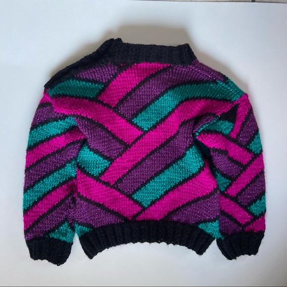 Vintage handmade knit girls sweater 80s inspired - Picture 8 of 8